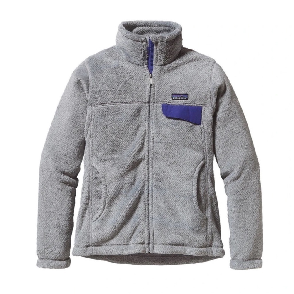 Patagonia full zip Retool Fleece cozy warm Jacket Sweater gray purple Sz Medium